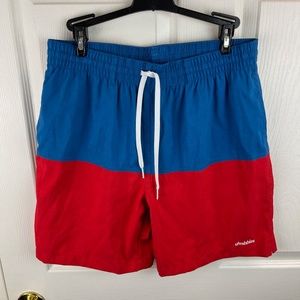 Men's Chubbies Colorblock Lined Swim trunks Shorts Red Blue Size Medium